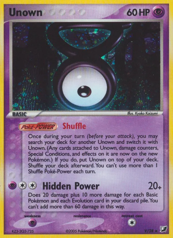 Unown #V EX Unseen Forces Pokemon card