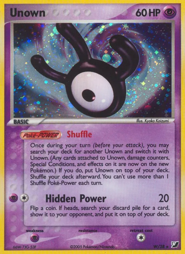 Unown #W EX Unseen Forces Pokemon card