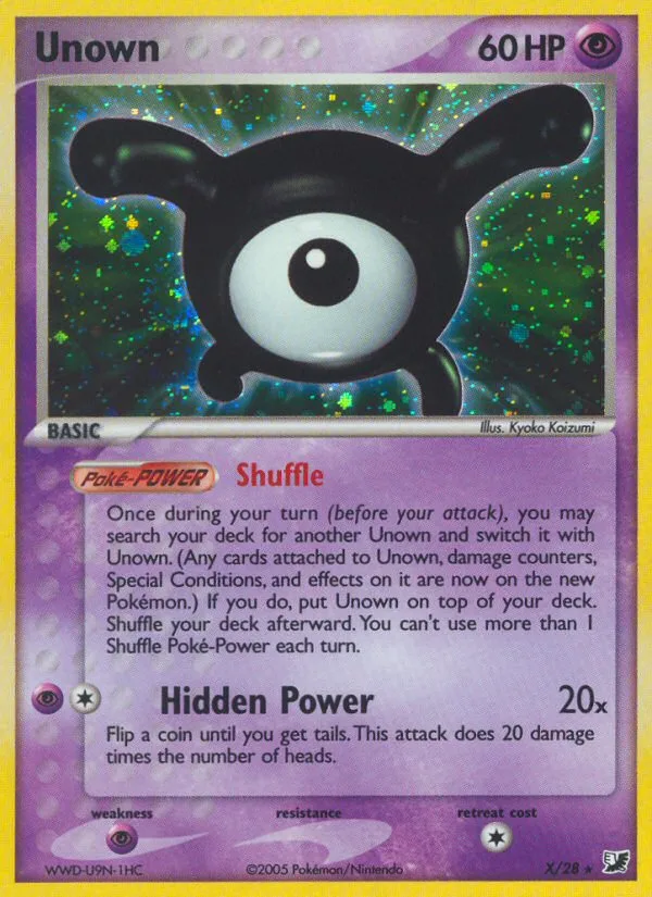 Unown #X EX Unseen Forces Pokemon card