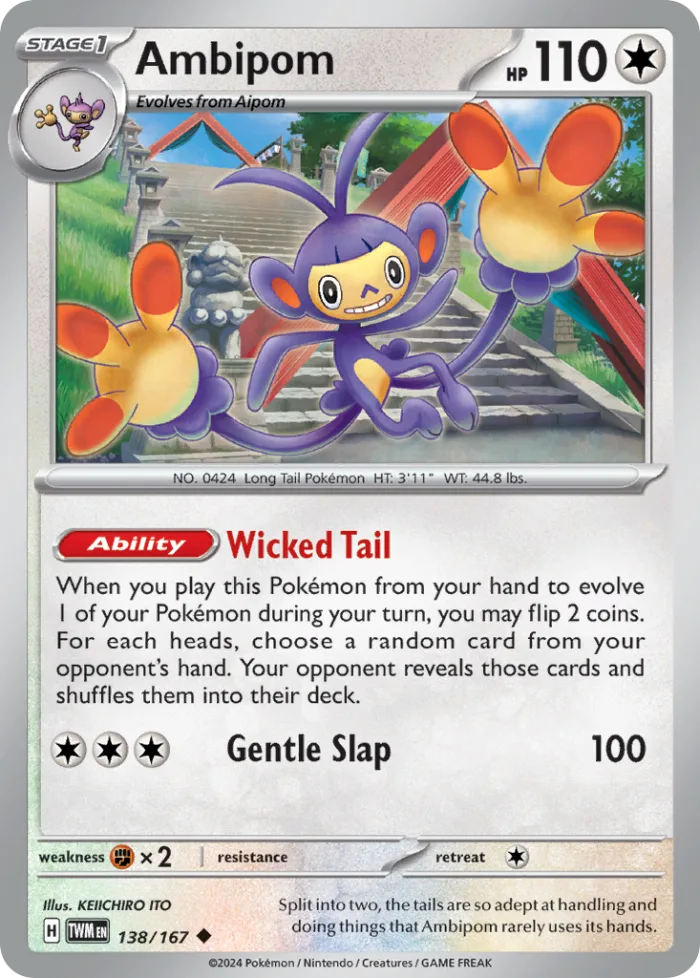 Ambipom #138 Twilight Masquerade Pokemon card