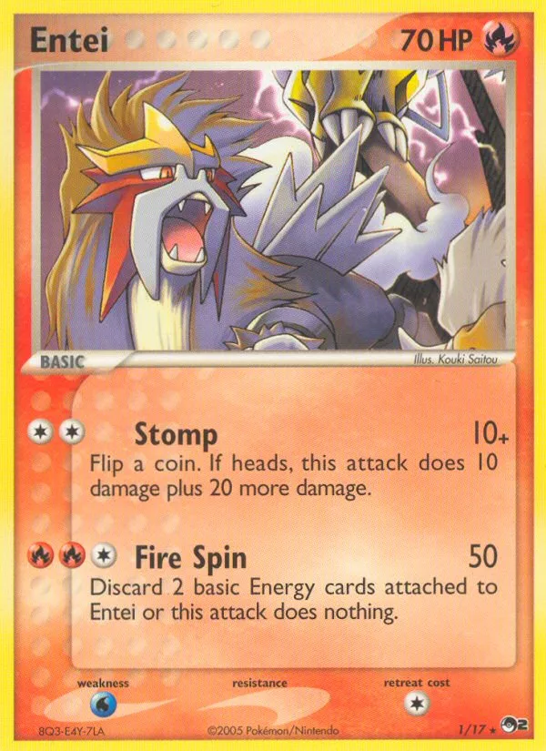 Entei #1 POP Series 2 Pokemon card