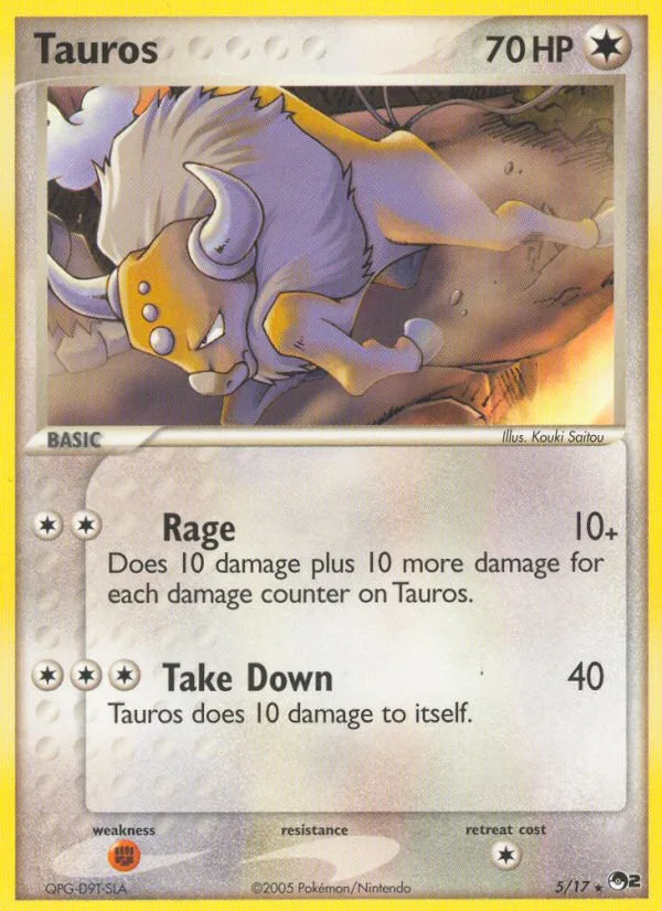Tauros #5 POP Series 2 Pokemon card