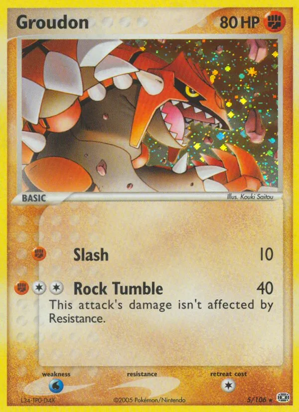 Groudon #5 EX Emerald Pokemon card