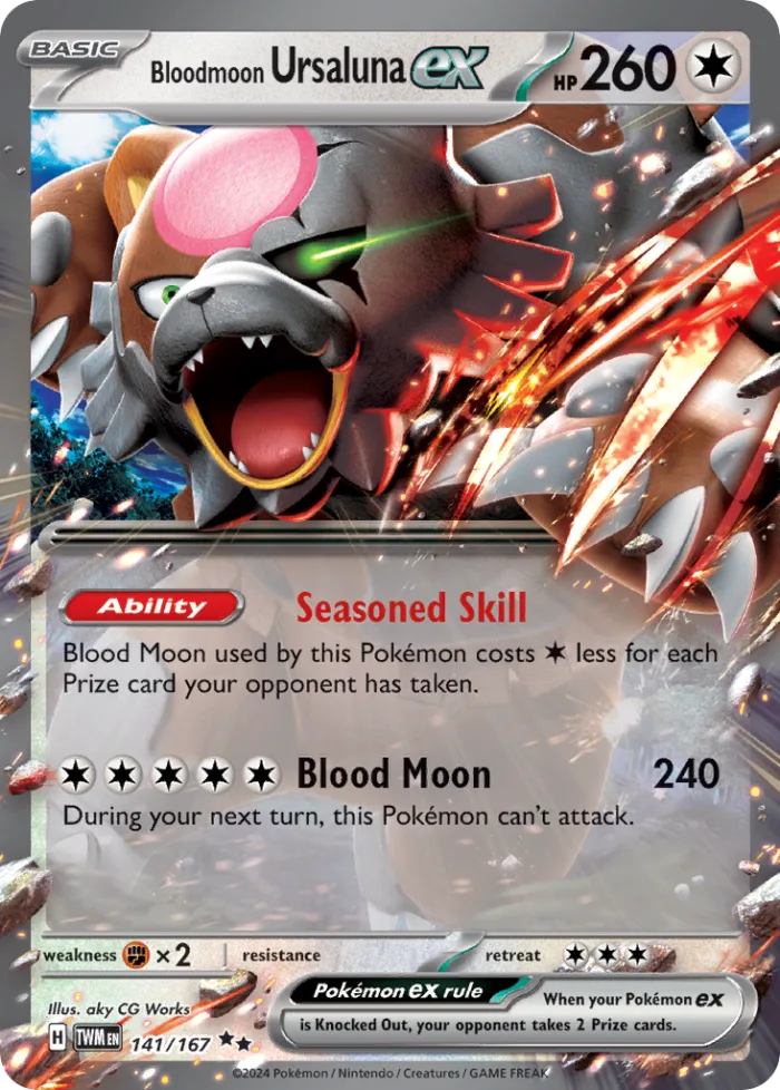 Bloodmoon Ursaluna ex #141 Twilight Masquerade Pokemon card
