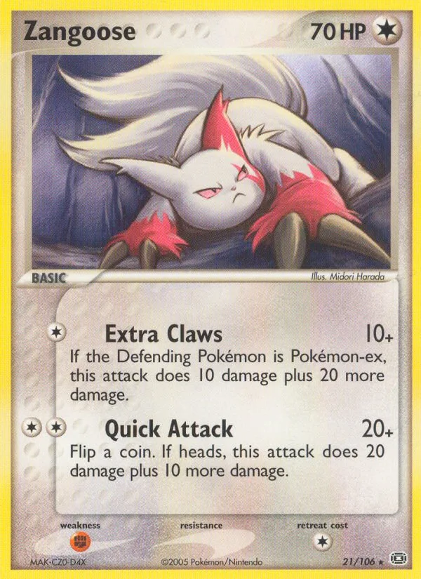 Zangoose #21 EX Emerald Pokemon card
