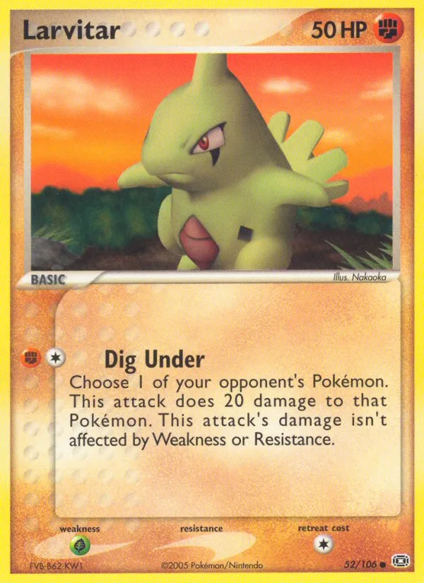Larvitar #52 EX Emerald Pokemon card