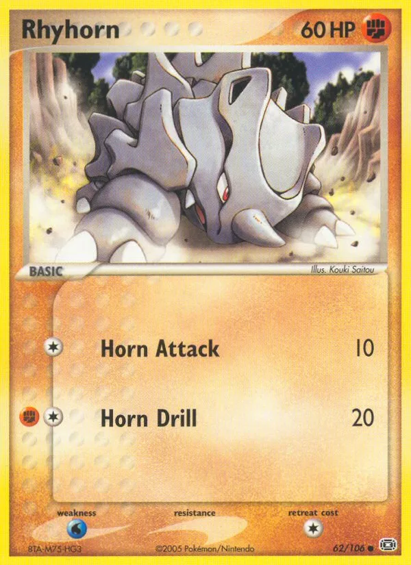 Rhyhorn #62 EX Emerald Pokemon card