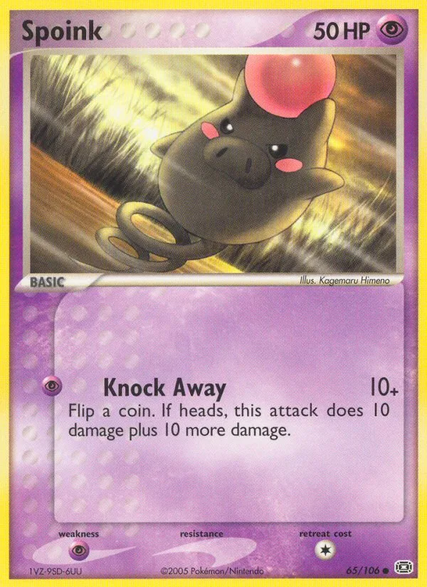 Spoink #65 EX Emerald Pokemon card