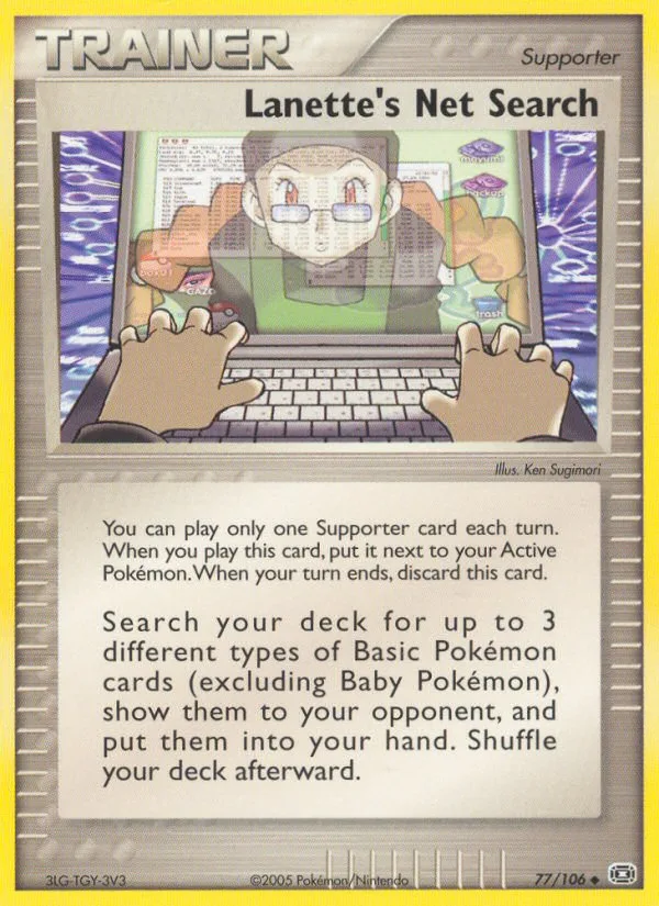Lanette's Net Search #77 EX Emerald Pokemon card