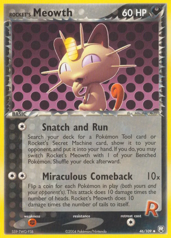 Rocket's Meowth #46 EX Team Rocket Returns Pokemon card