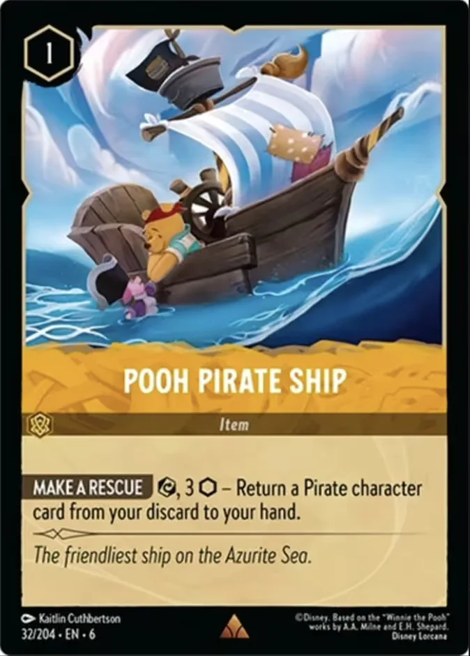 Pooh Pirate Ship #32 Azurite Sea Disney Lorcana card