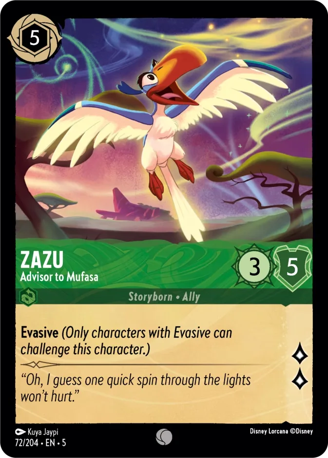 Zazu #72 Shimmering Skies Disney Lorcana card