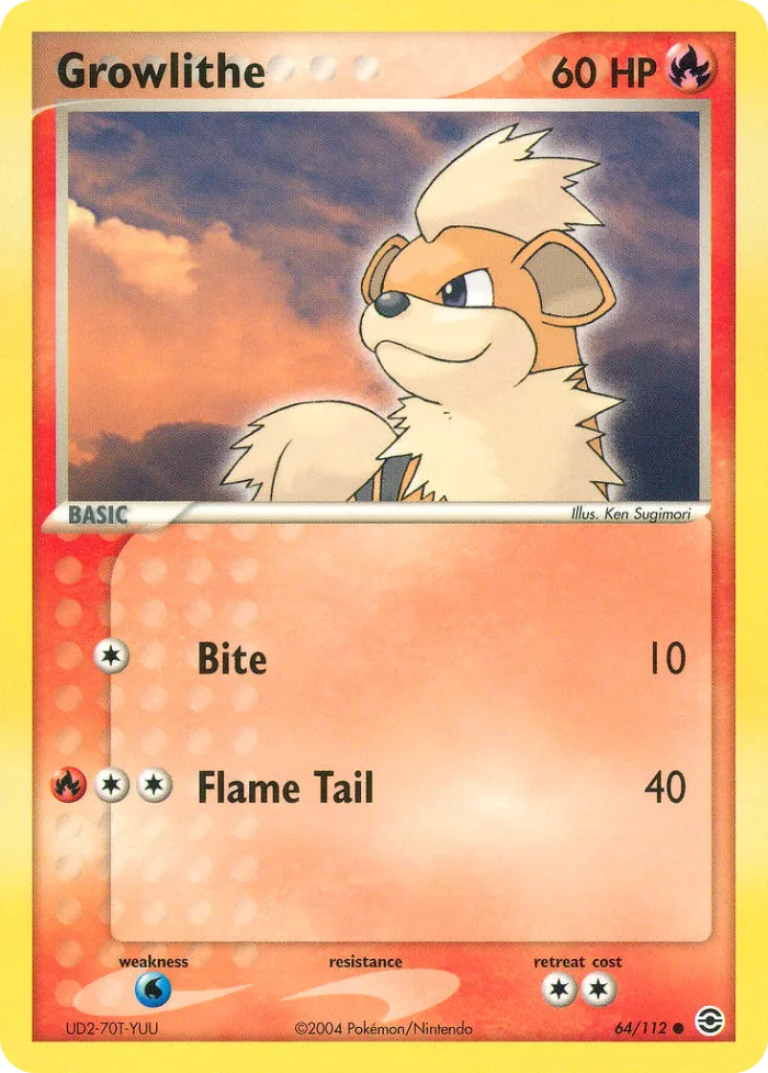 Growlithe #64 EX FireRed & LeafGreen Pokemon card