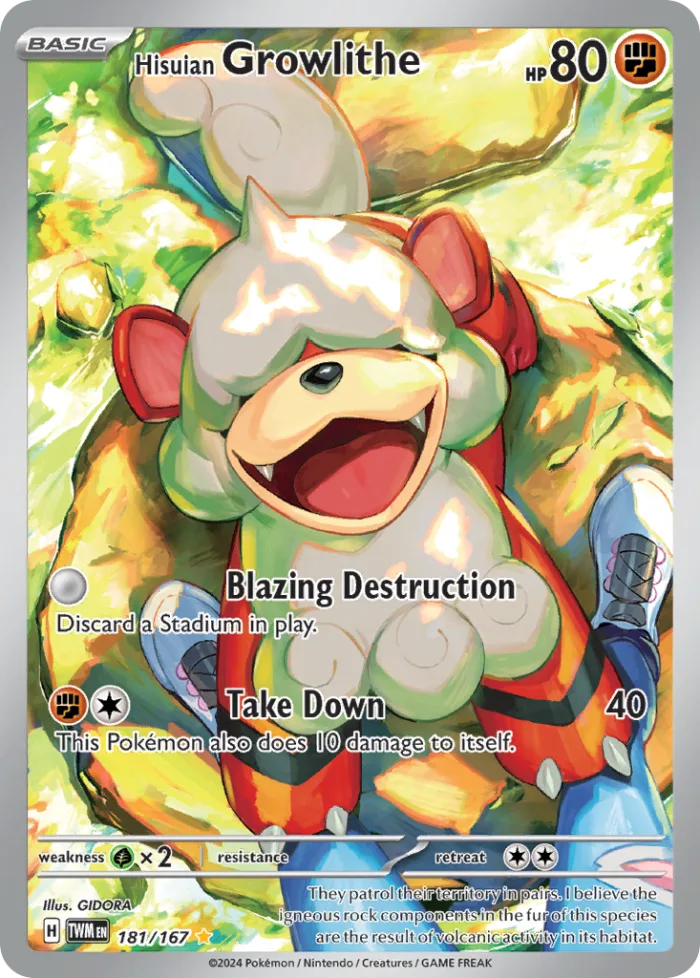 Hisuian Growlithe #181 Twilight Masquerade Pokemon card