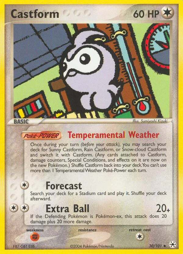 Castform #30 EX Hidden Legends Pokemon card