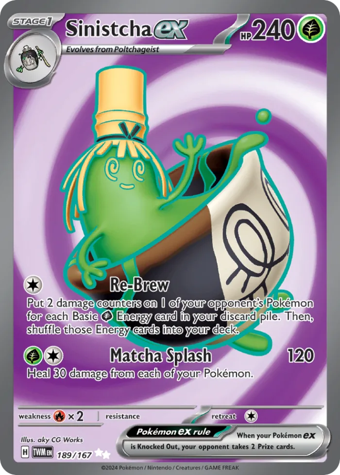 Sinistcha ex #189 Twilight Masquerade Pokemon card