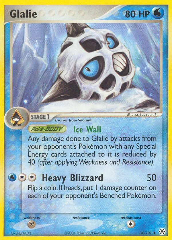 Glalie #34 EX Hidden Legends Pokemon card