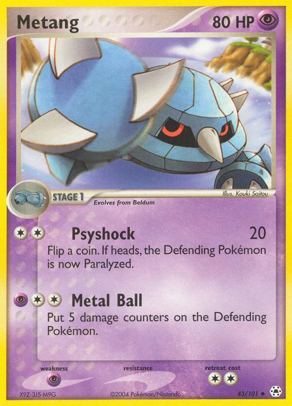 Metang #43 EX Hidden Legends Pokemon card