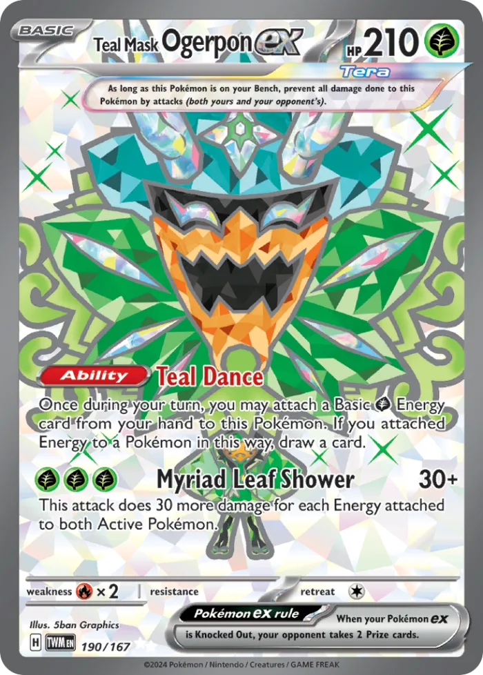 Teal Mask Ogerpon ex #190 Twilight Masquerade Pokemon card