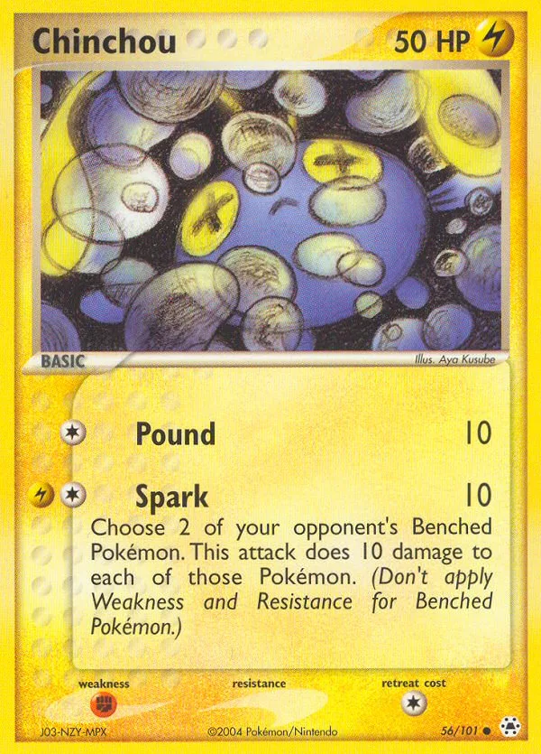 Chinchou #56 EX Hidden Legends Pokemon card