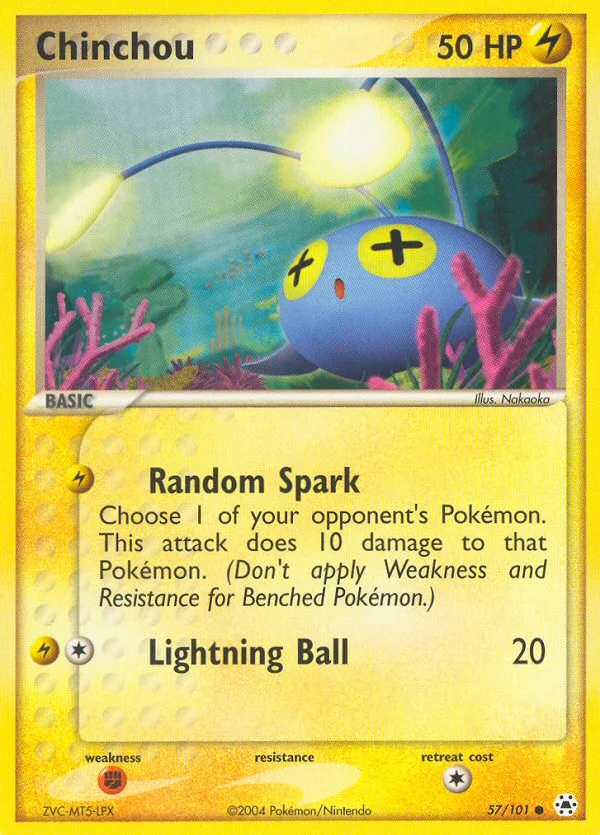Chinchou #57 EX Hidden Legends Pokemon card