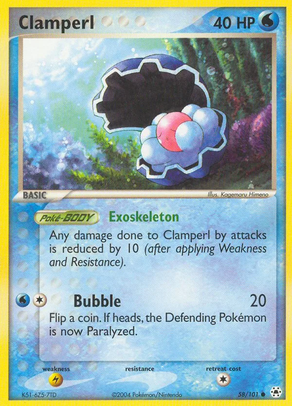 Clamperl #58 EX Hidden Legends Pokemon card