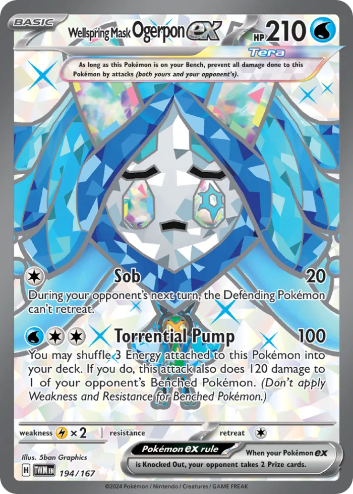 Wellspring Mask Ogerpon ex #194 Twilight Masquerade Pokemon card