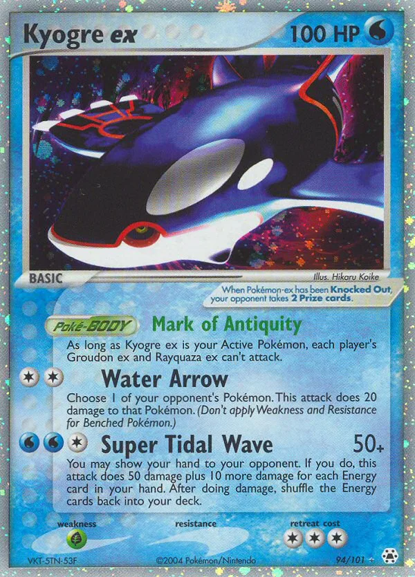 Kyogre ex #94 EX Hidden Legends Pokemon card