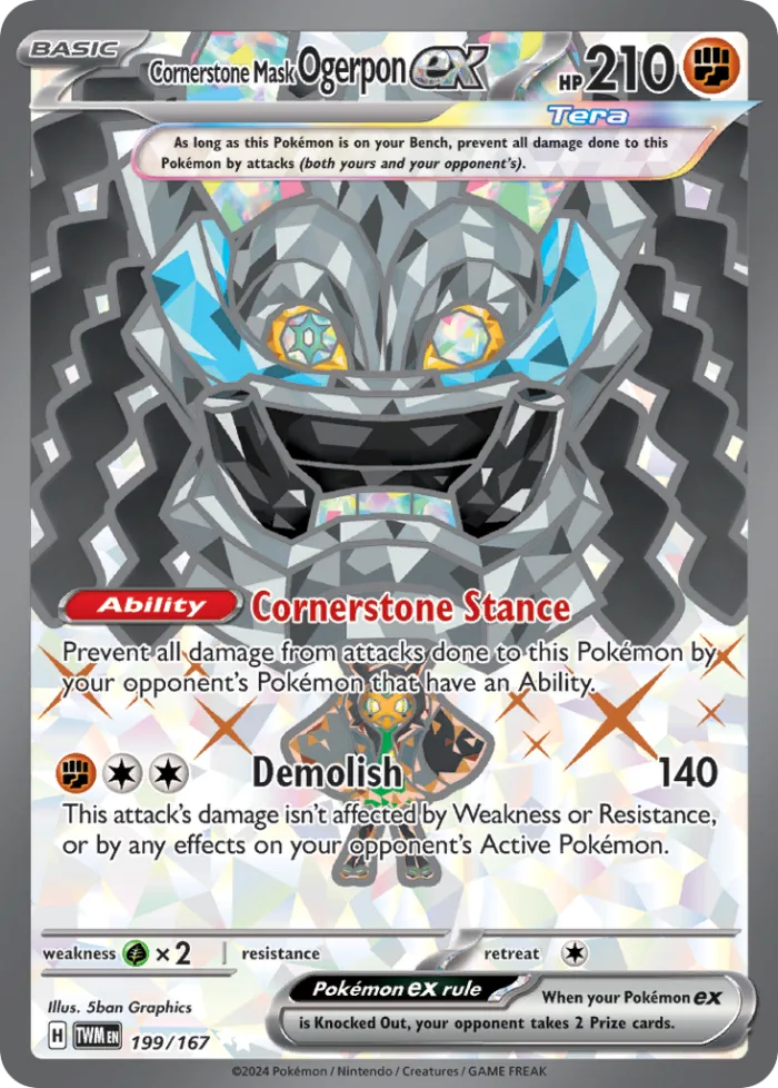Cornerstone Mask Ogerpon ex #199 Twilight Masquerade Pokemon card