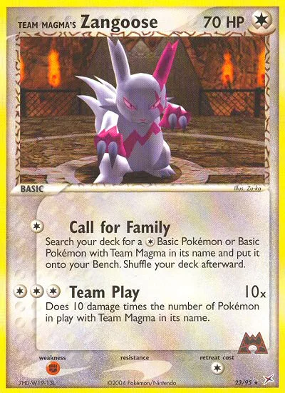 Team Magma's Zangoose #23 EX Team Magma vs Team Aqua Pokemon card