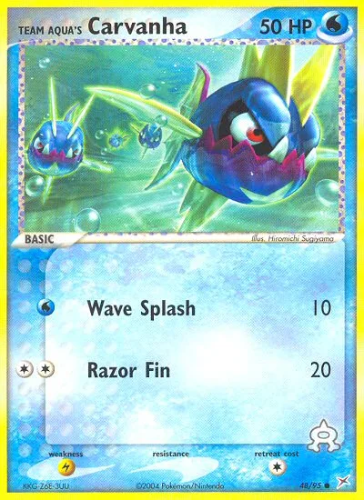Team Aqua's Carvanha #48 EX Team Magma vs Team Aqua Pokemon card