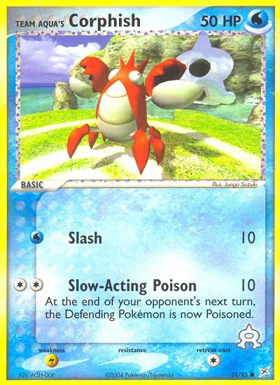 Team Aqua's Corphish EX Team Magma vs Team Aqua card