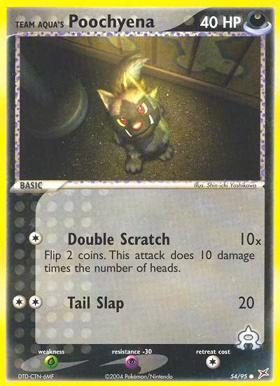 Team Aqua's Poochyena EX Team Magma vs Team Aqua card