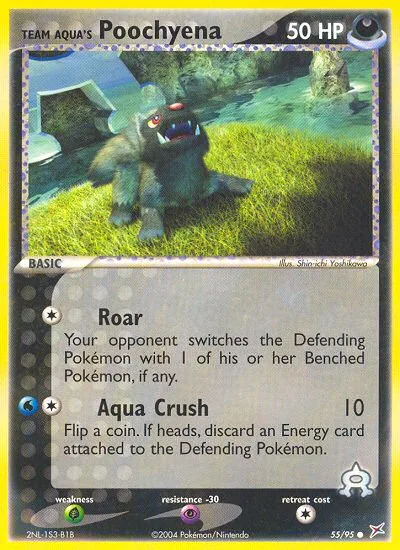 Team Aqua's Poochyena #55 EX Team Magma vs Team Aqua Pokemon card
