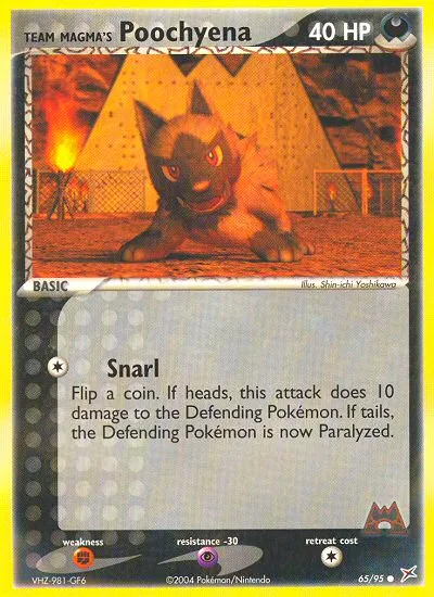 Team Magma's Poochyena #65 EX Team Magma vs Team Aqua Pokemon card