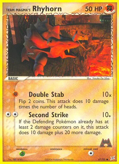 Team Magma's Rhyhorn #67 EX Team Magma vs Team Aqua Pokemon card