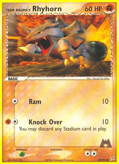 Team Magma's Rhyhorn #68 EX Team Magma vs Team Aqua Pokemon card