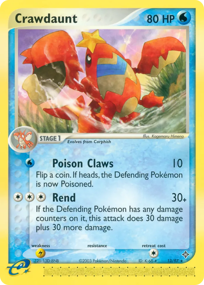 Crawdaunt #13 EX Dragon Pokemon card