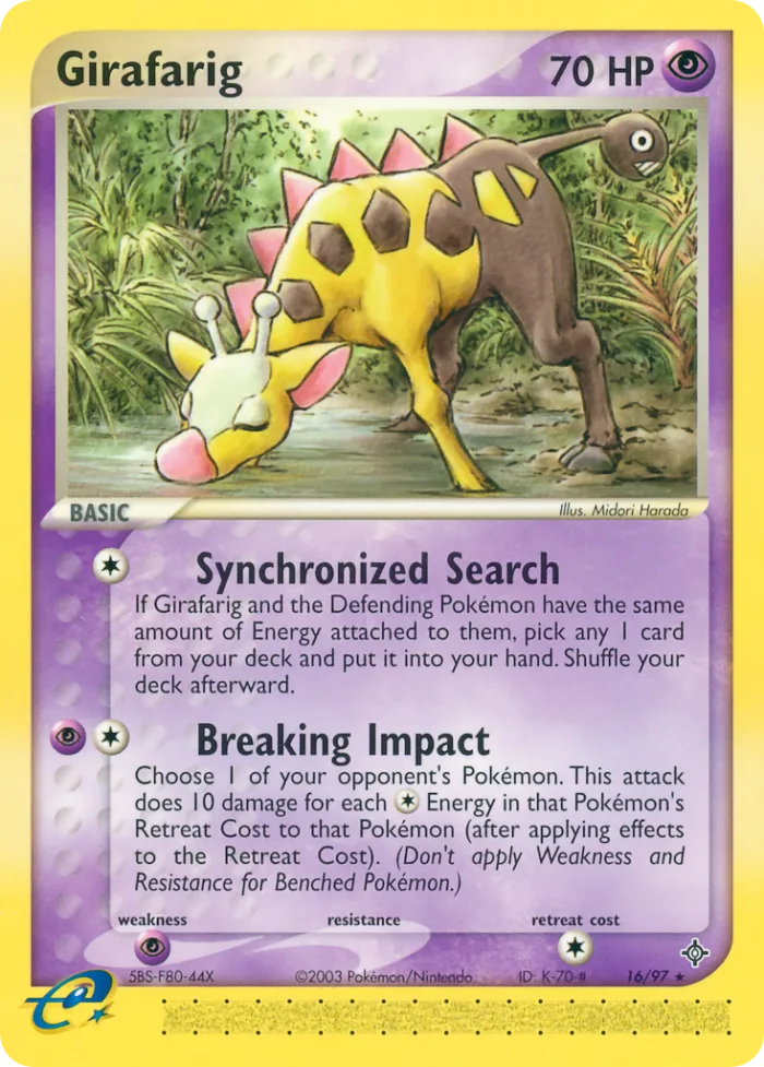 Girafarig #16 EX Dragon Pokemon card