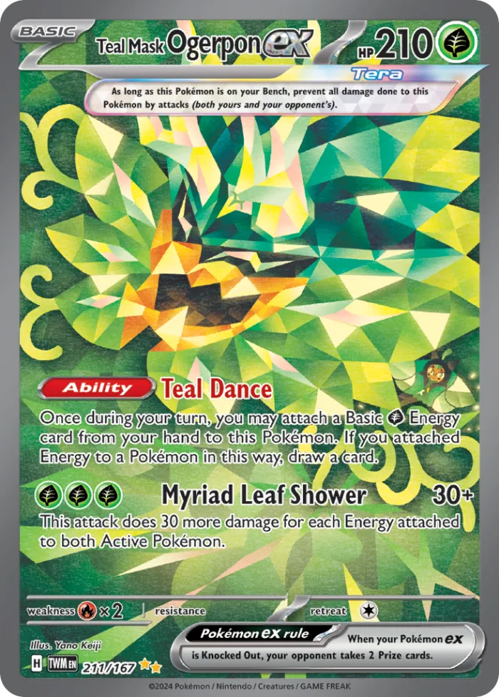 Teal Mask Ogerpon ex #211 Twilight Masquerade Pokemon card