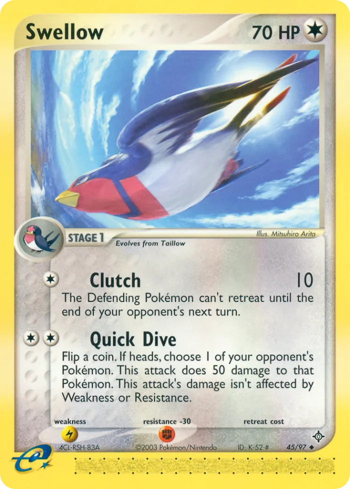 Swellow #45 EX Dragon Pokemon card