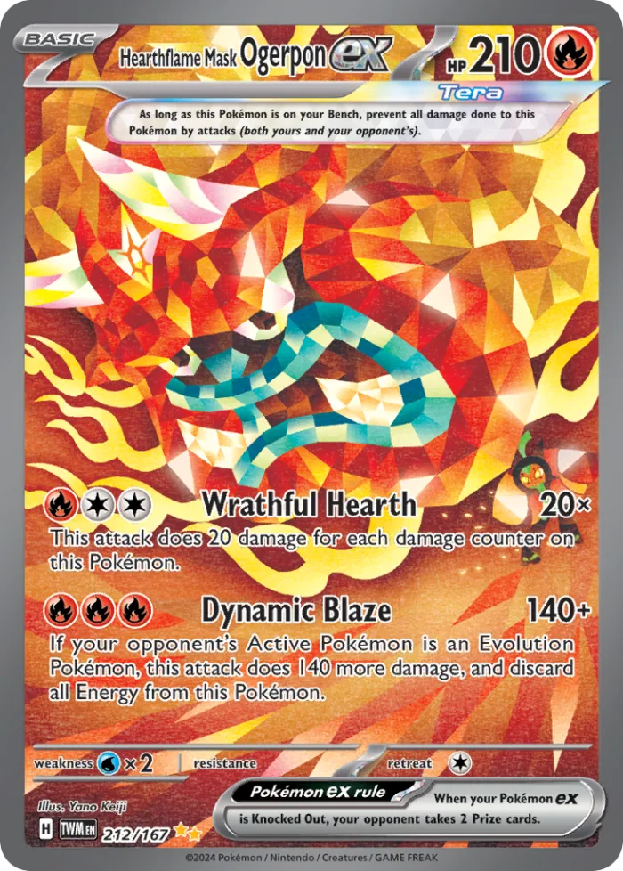 Hearthflame Mask Ogerpon ex #212 Twilight Masquerade Pokemon card