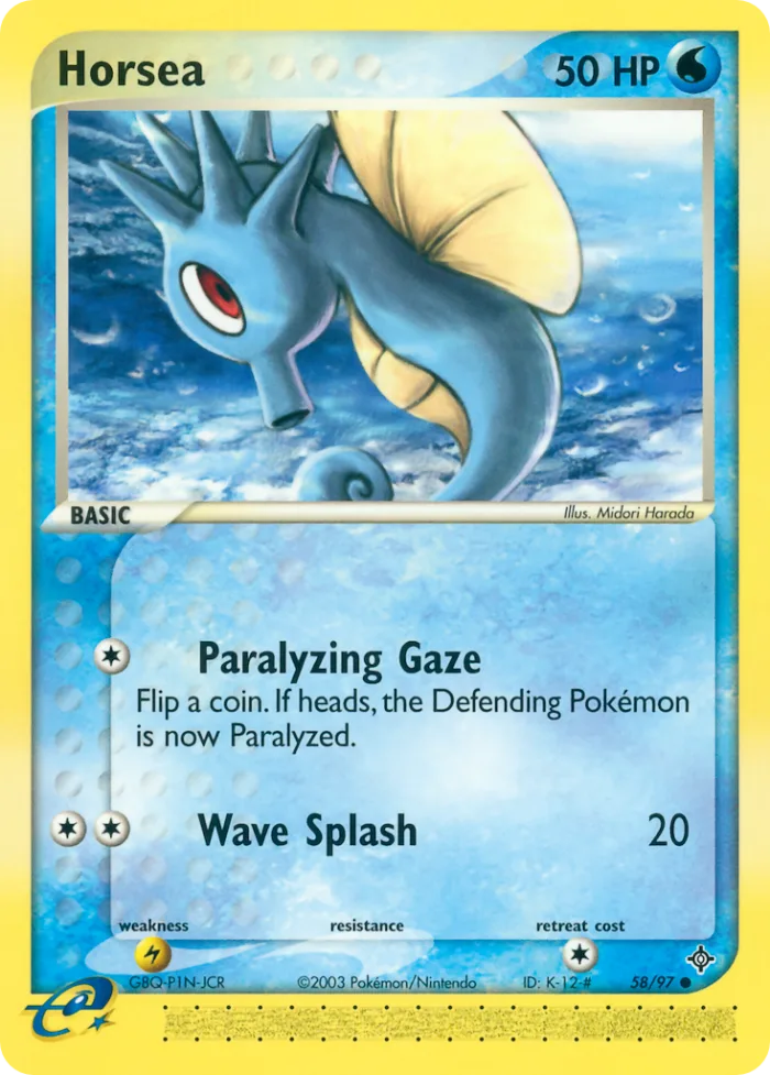 Horsea #58 EX Dragon Pokemon card