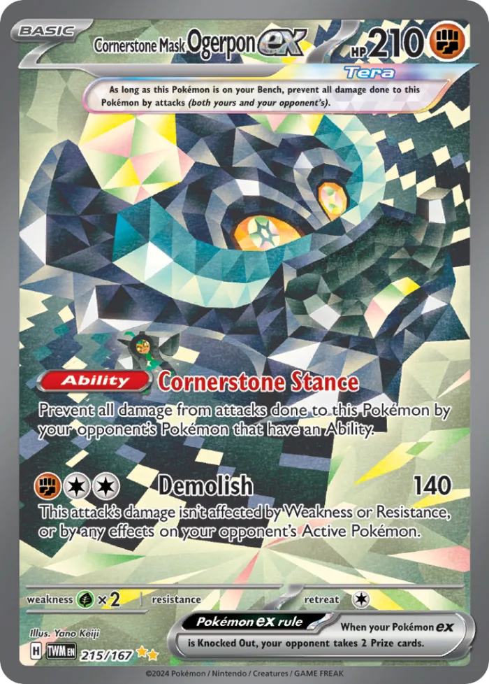 Cornerstone Mask Ogerpon ex #215 Twilight Masquerade Pokemon card