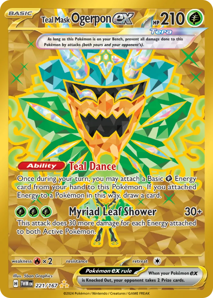 Teal Mask Ogerpon ex #221 Twilight Masquerade Pokemon card