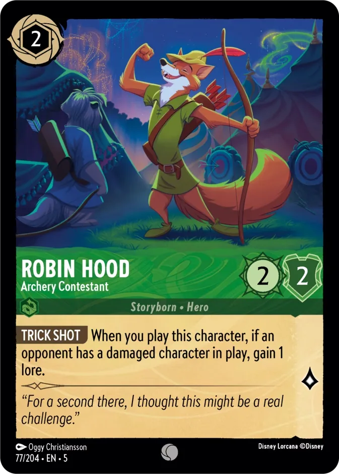 Robin Hood #77 Shimmering Skies Disney Lorcana card