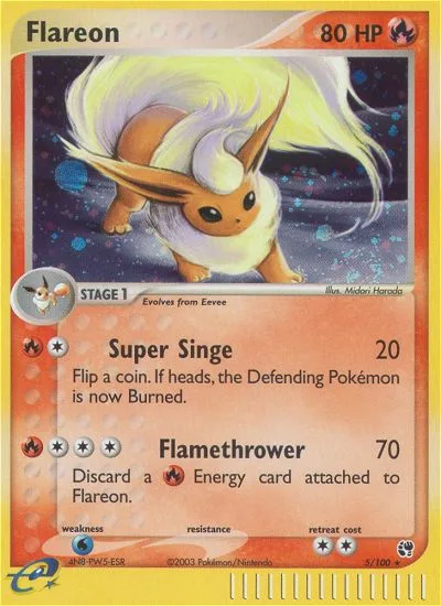 Flareon #5 EX Sandstorm Pokemon card