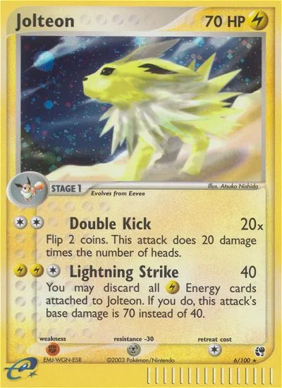 Jolteon #6 EX Sandstorm Pokemon card