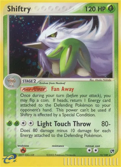 Shiftry #12 EX Sandstorm Pokemon card