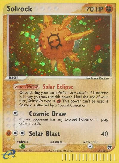 Solrock #13 EX Sandstorm Pokemon card